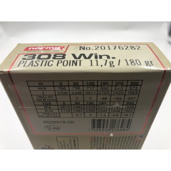 Norma 308Win. PLASTIC POINT 11,7g.