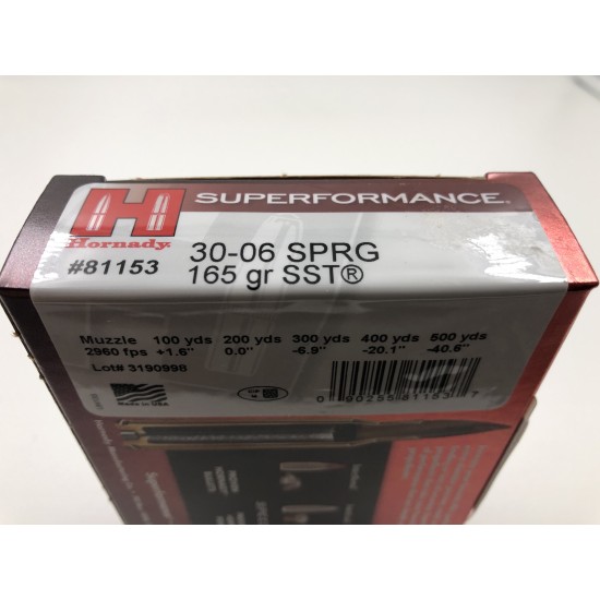 Hornady SuperFormance 30-06 SPRG 165gr SST