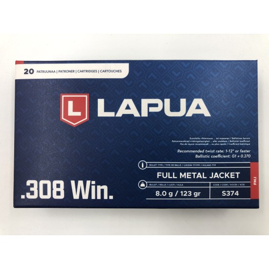 Lapua 308 Win. FMJ 8g.