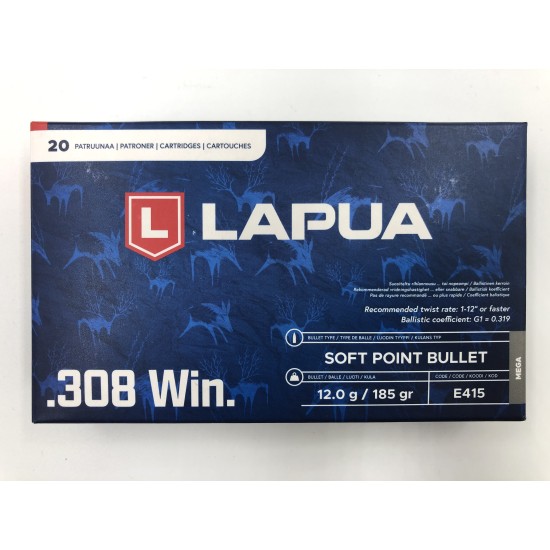 Lapua 308 Win. Soft Point 12g.
